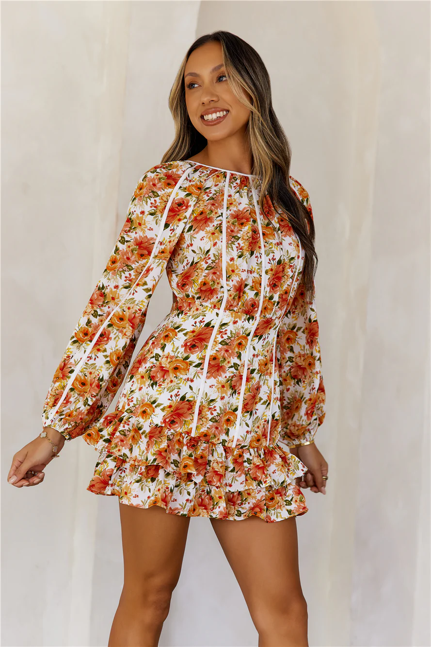 Time To Bloom Long Sleeve Mini Dress Floral
