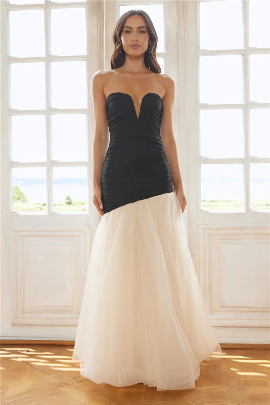 Fashionable Entrance Strapless Maxi Dress Black