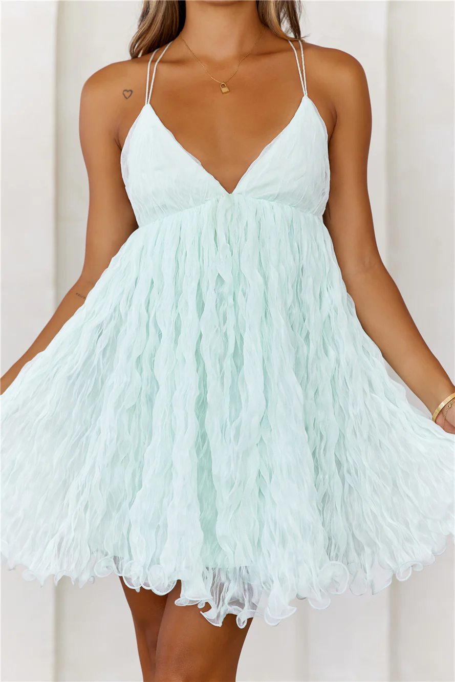 Feel The Breeze Mesh Mini Dress Mint