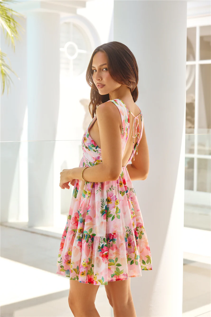 Parisian Garden Mini Dress Pink
