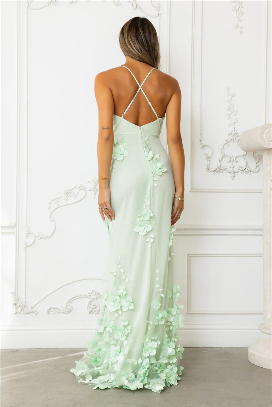 Flower Vine Maxi Dress Sage