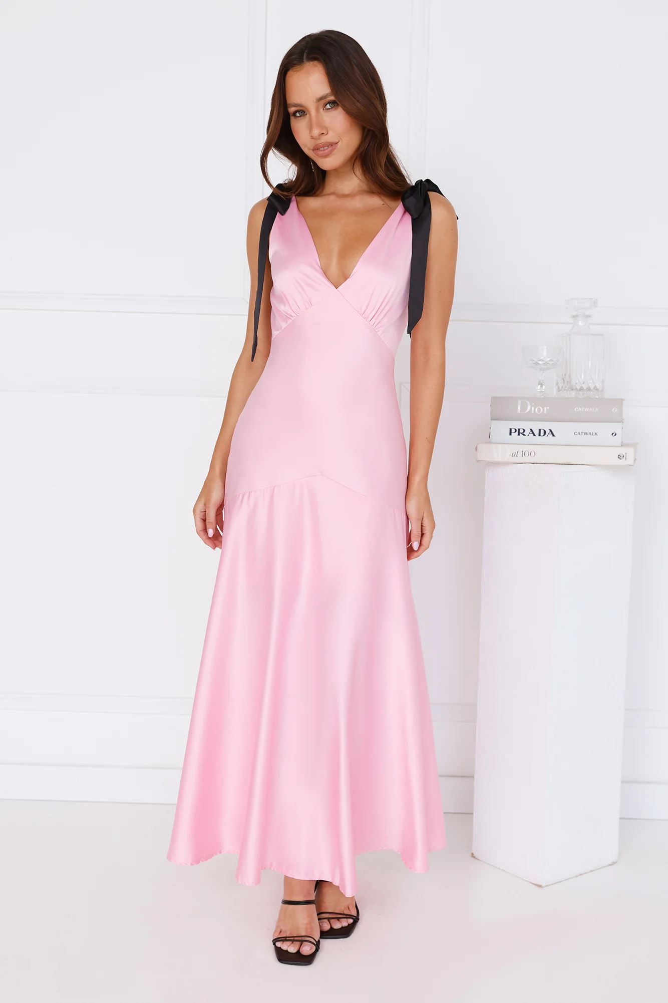 Petals And Promises Satin Maxi Dress Pink