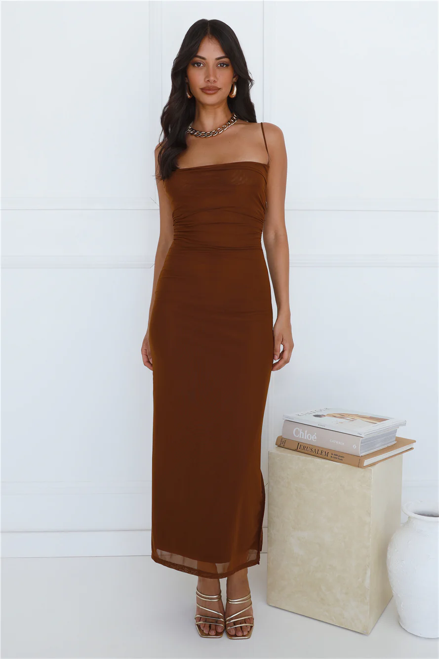 Personal Stylist Mesh Maxi Dress Chocolate
