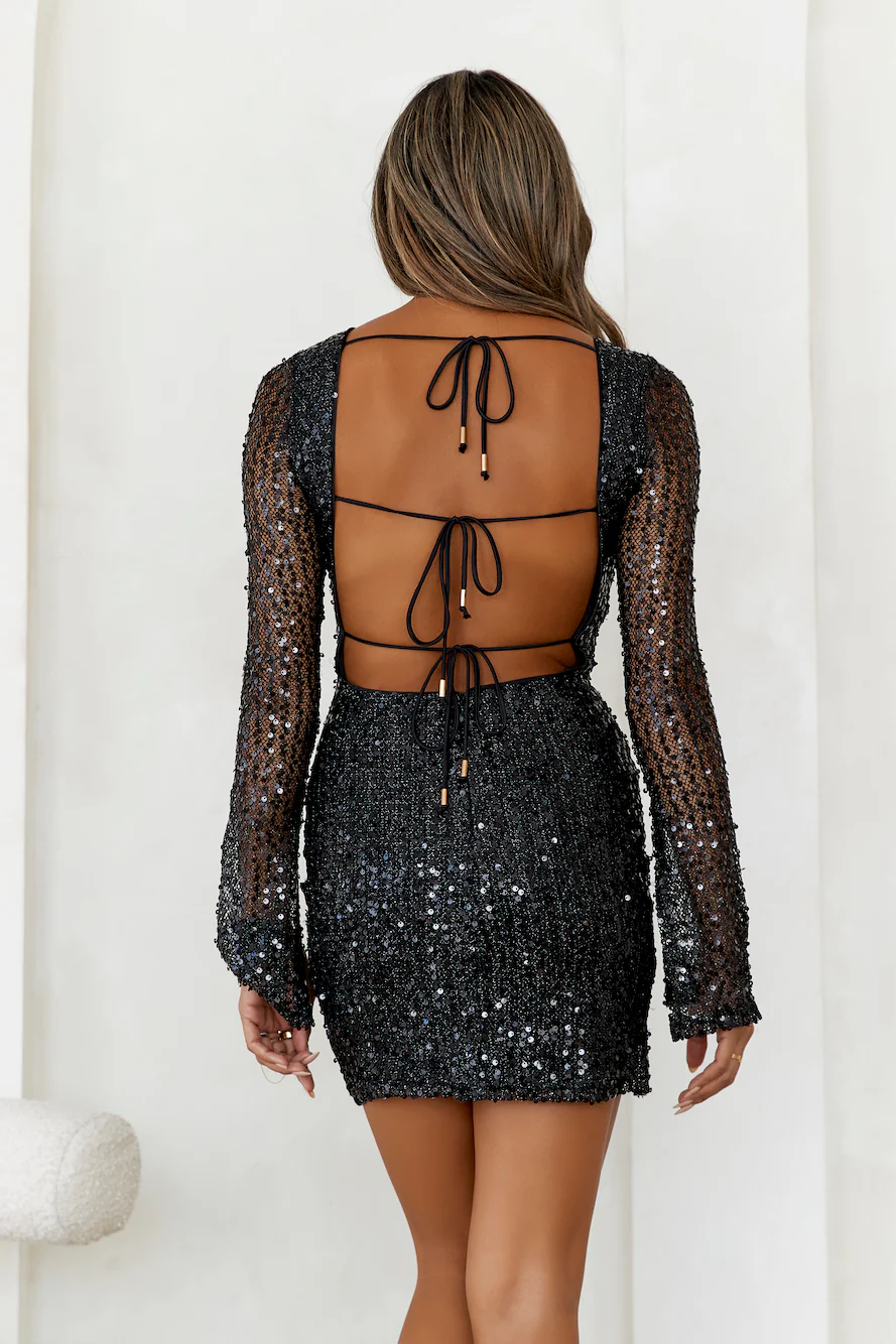 HELLO MOLLY Diva Babe Sequin Mini Dress Black