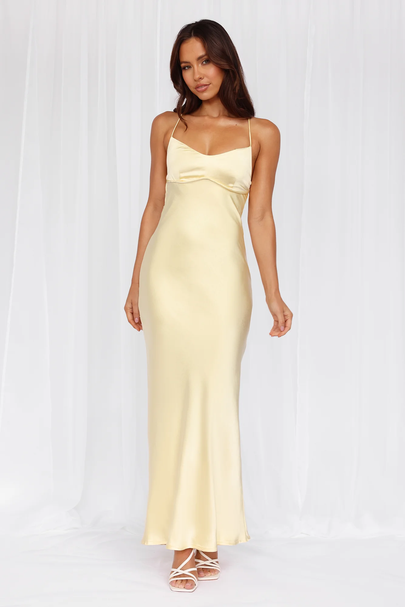 HELLO MOLLY The Samara Satin Maxi Dress Yellow