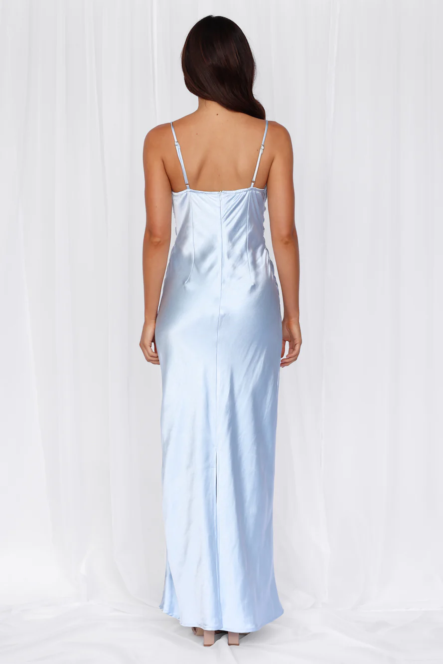 HELLO MOLLY The Madeline Cowl Satin Maxi Dress Blue