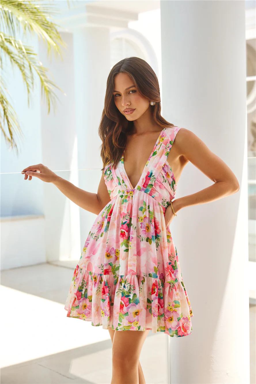 Parisian Garden Mini Dress Pink