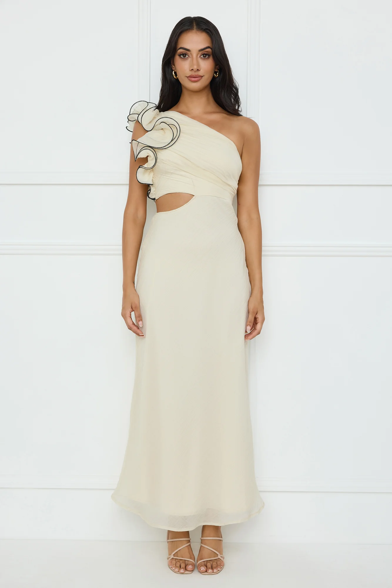 Harbour Dreams One Shoulder Maxi Dress Cream