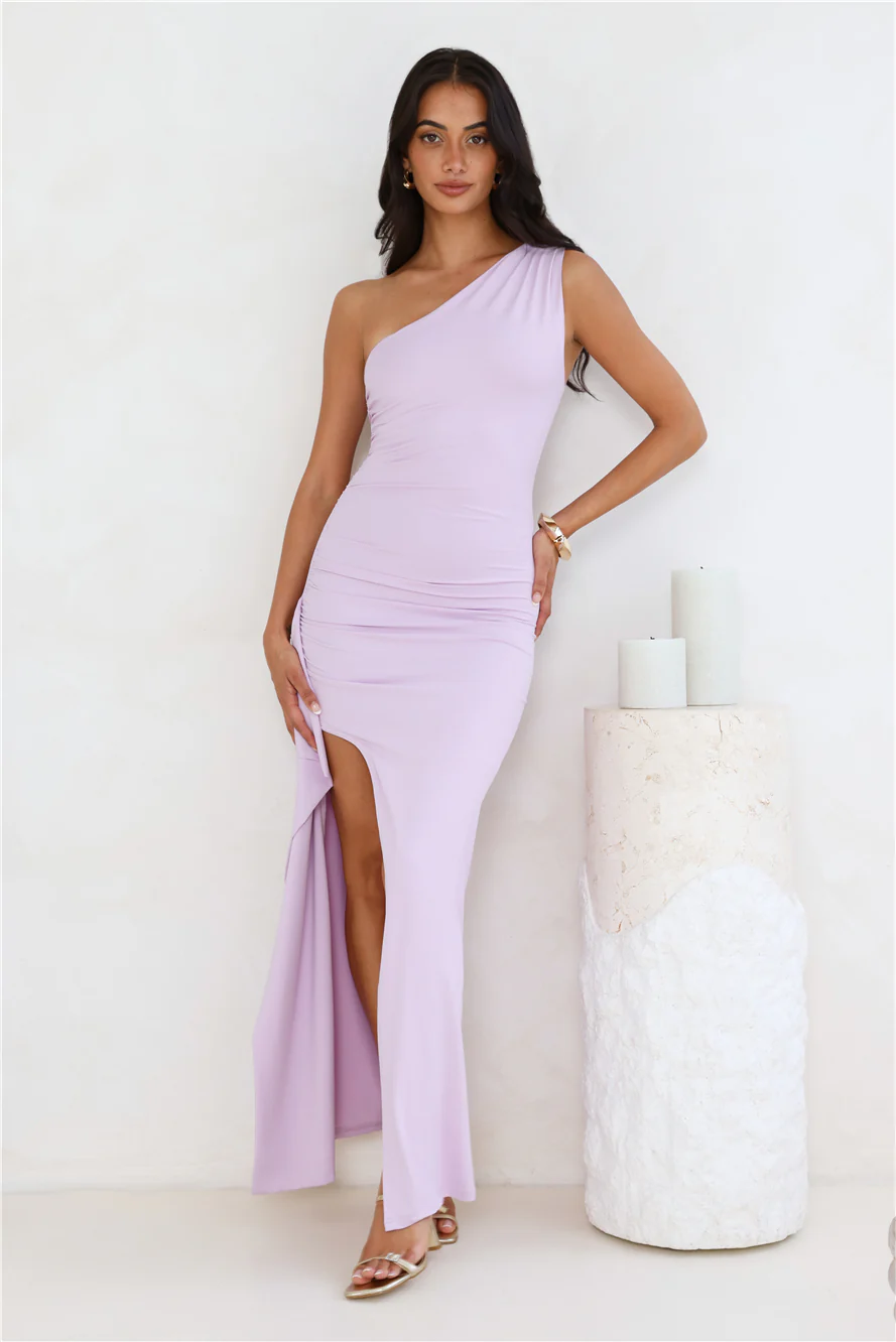 Stay Classy One Shoulder Maxi Dress Lilac
