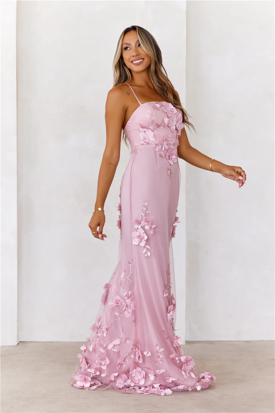 Flower Vine Maxi Dress Mauve