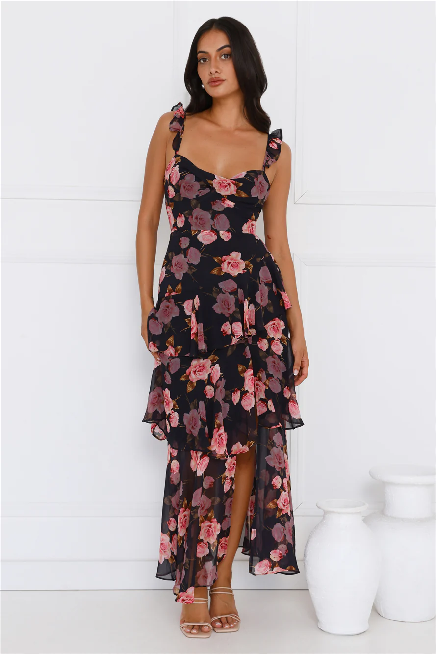 Dahlia Dance Maxi Dress Black
