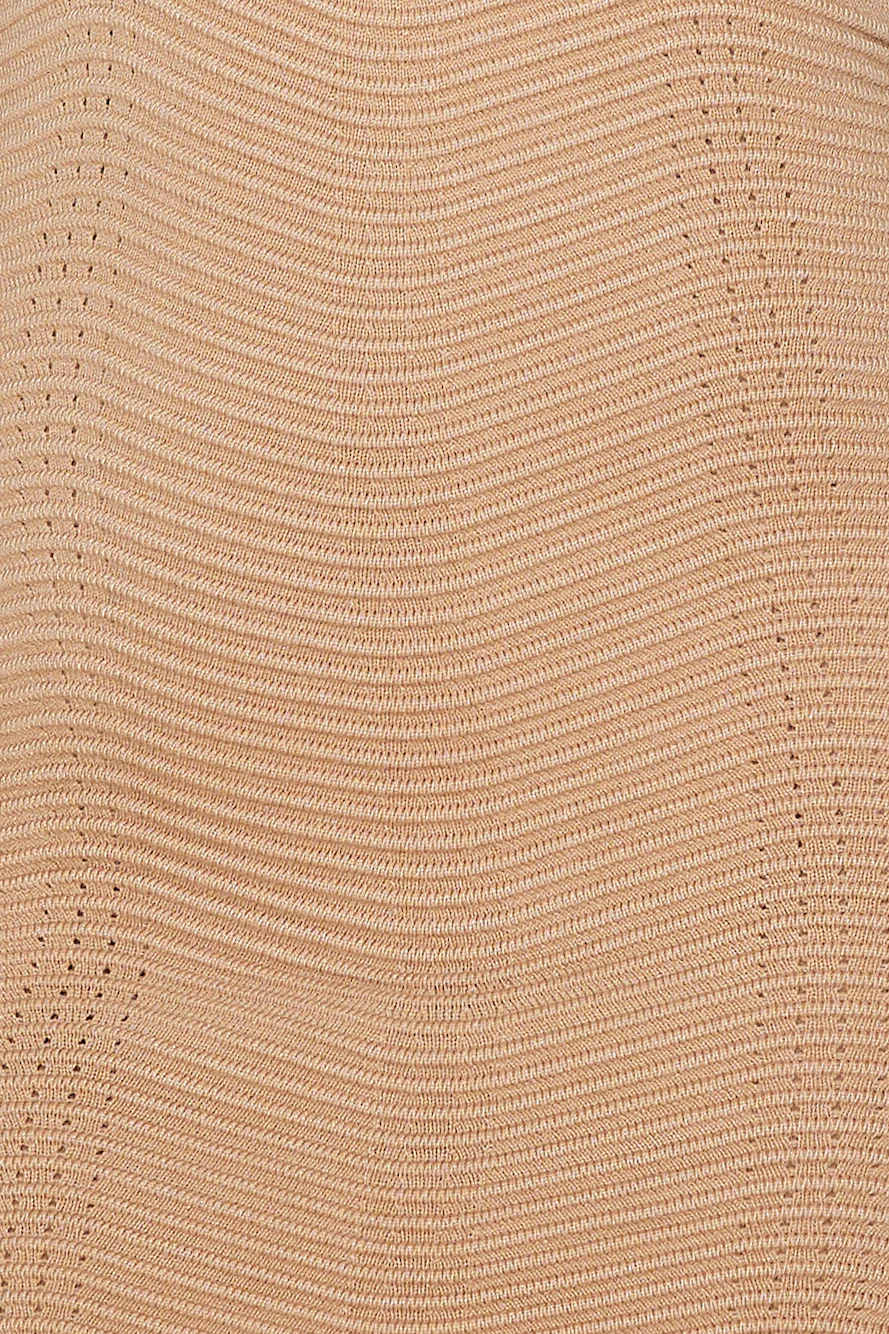 Wavy Fit Mini Dress Beige