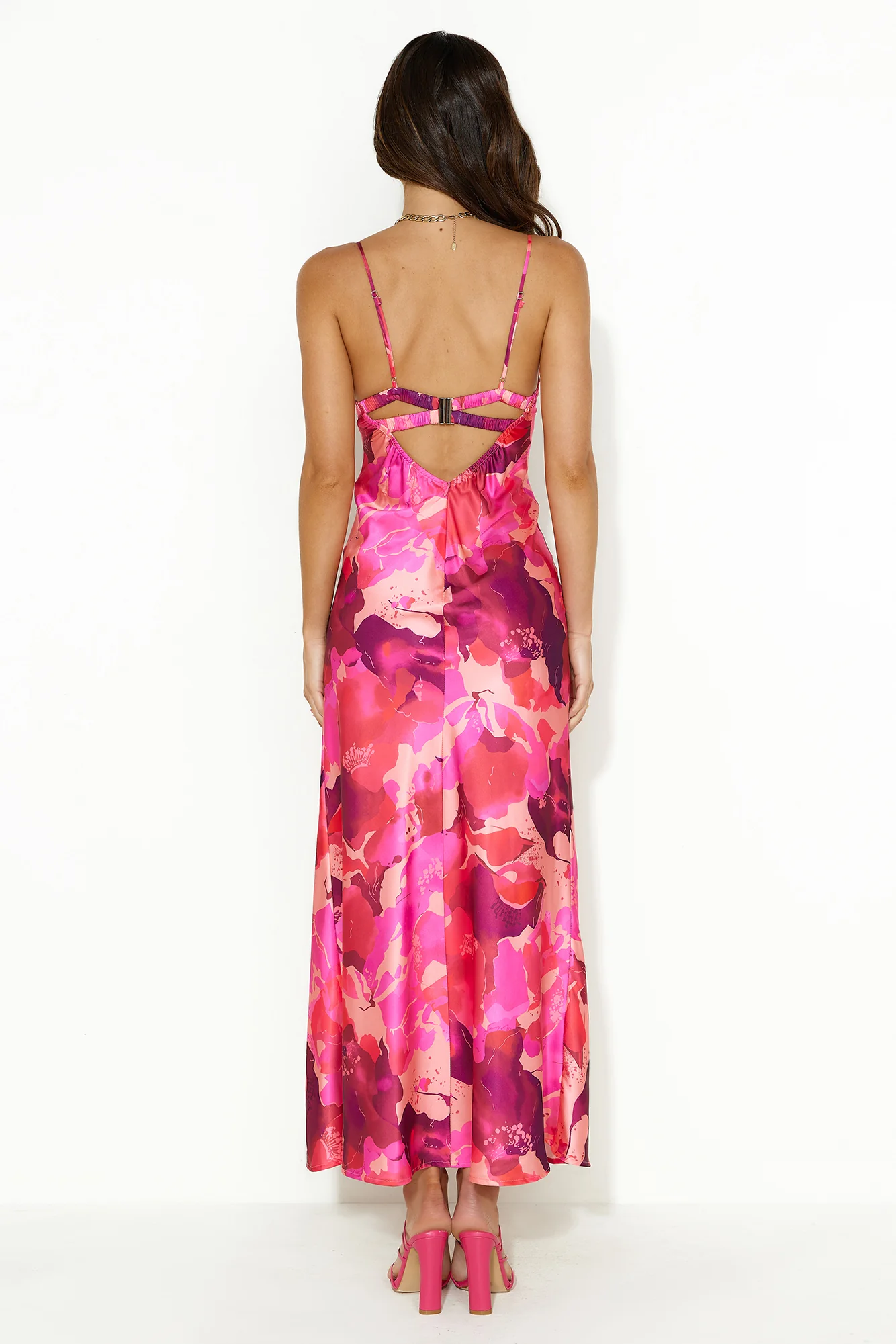 Refined Satin Maxi Dress Pink