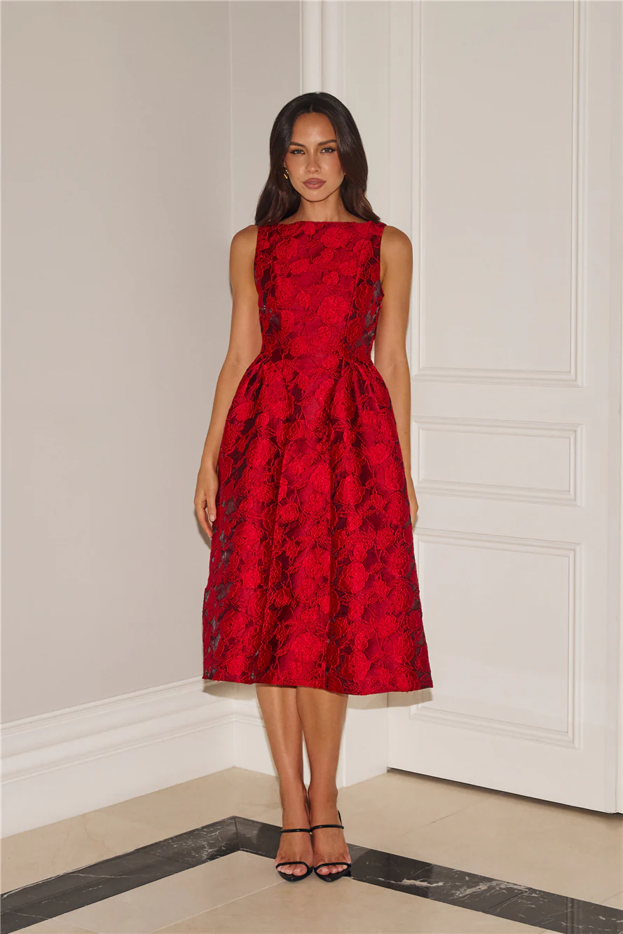 All Things Girly Midi Dress Red