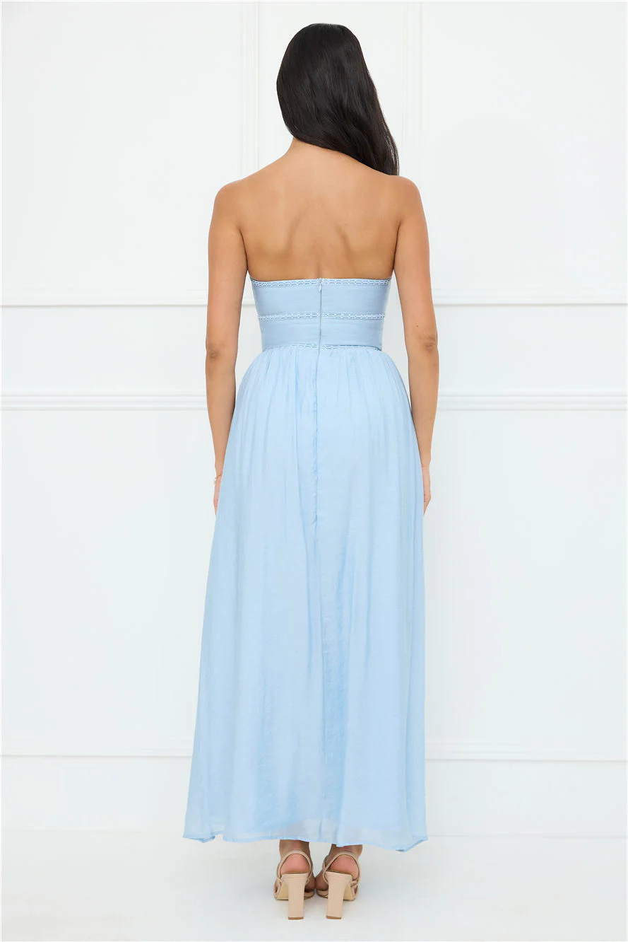 Luxurious Glow Strapless Maxi Dress Blue