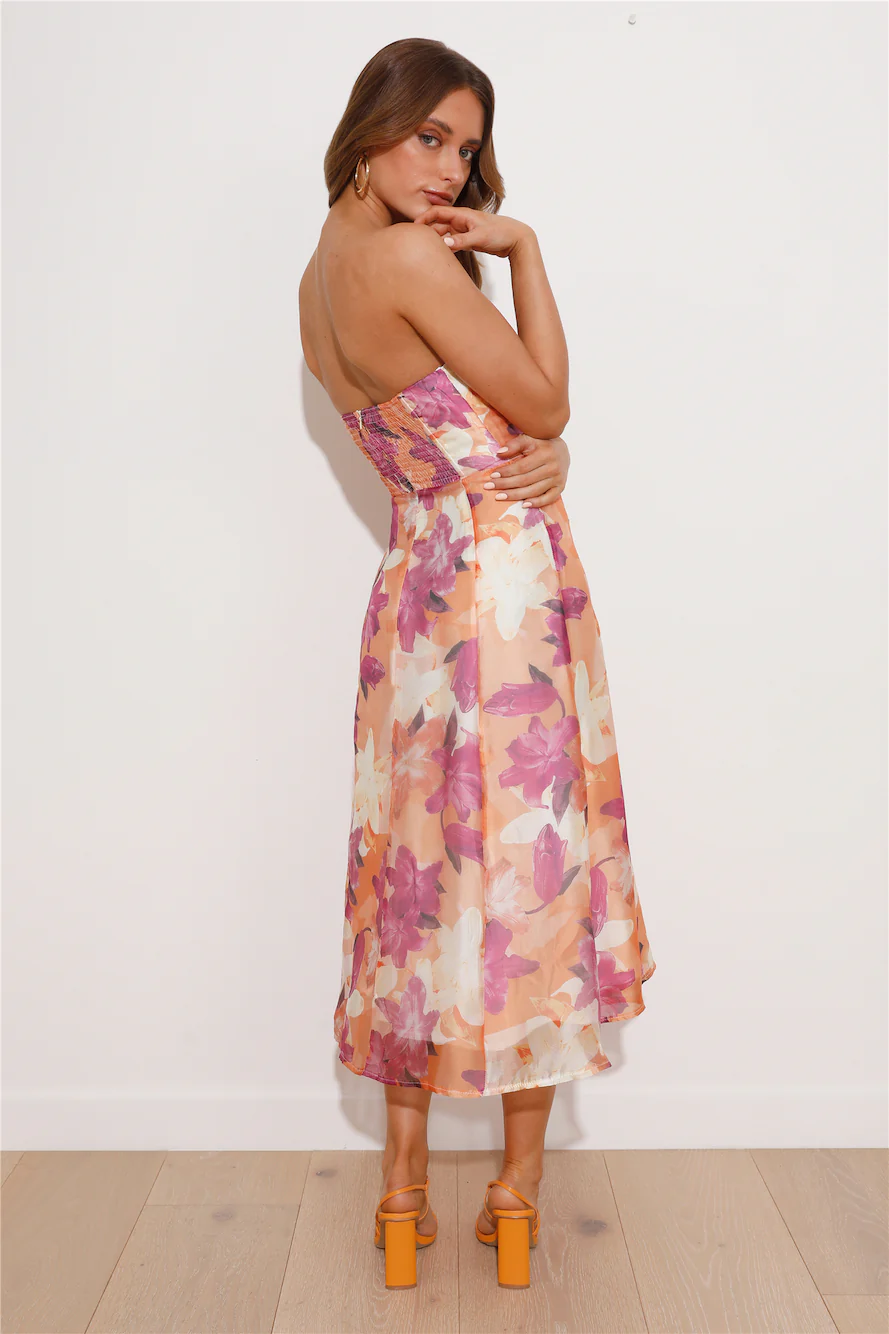 Fancy Party Midi Dress Orange