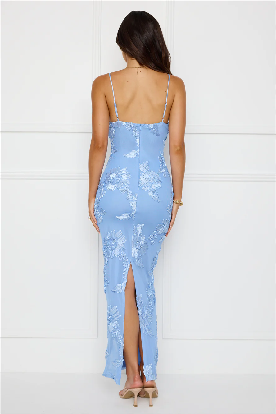 Amber Zest Mesh Maxi Dress Blue