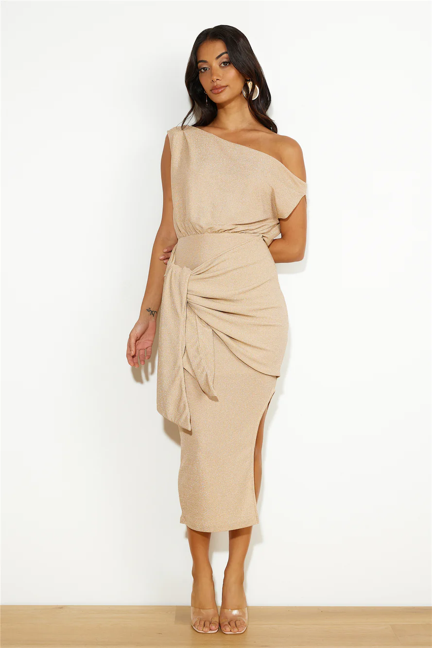 Desired By Me Midi Dress Gold