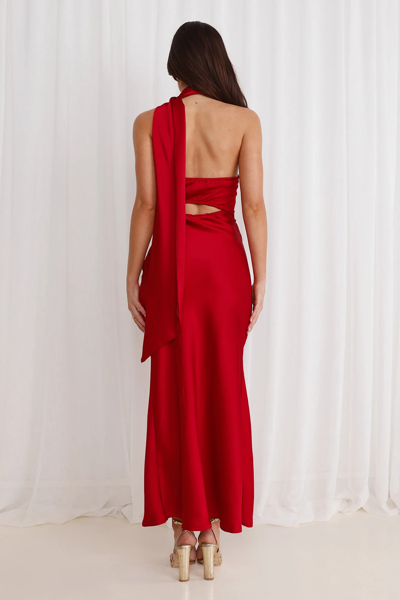 Francesca Satin Midi Dress Maroon