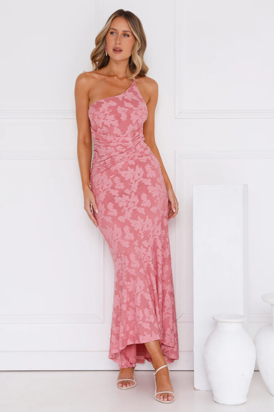 Someone Stylish One Shoulder Mesh Maxi Dress Plum