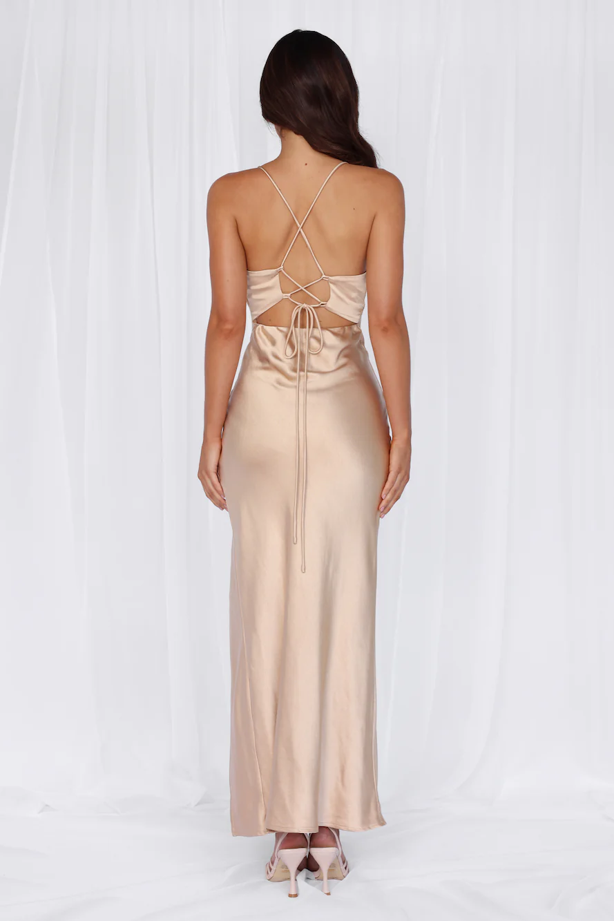 HELLO MOLLY The Sophia Satin Maxi Dress Champagne
