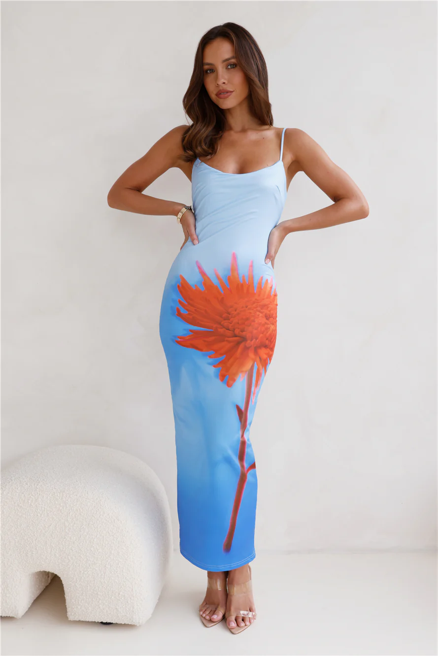 Deia Midi Dress Orange Flower