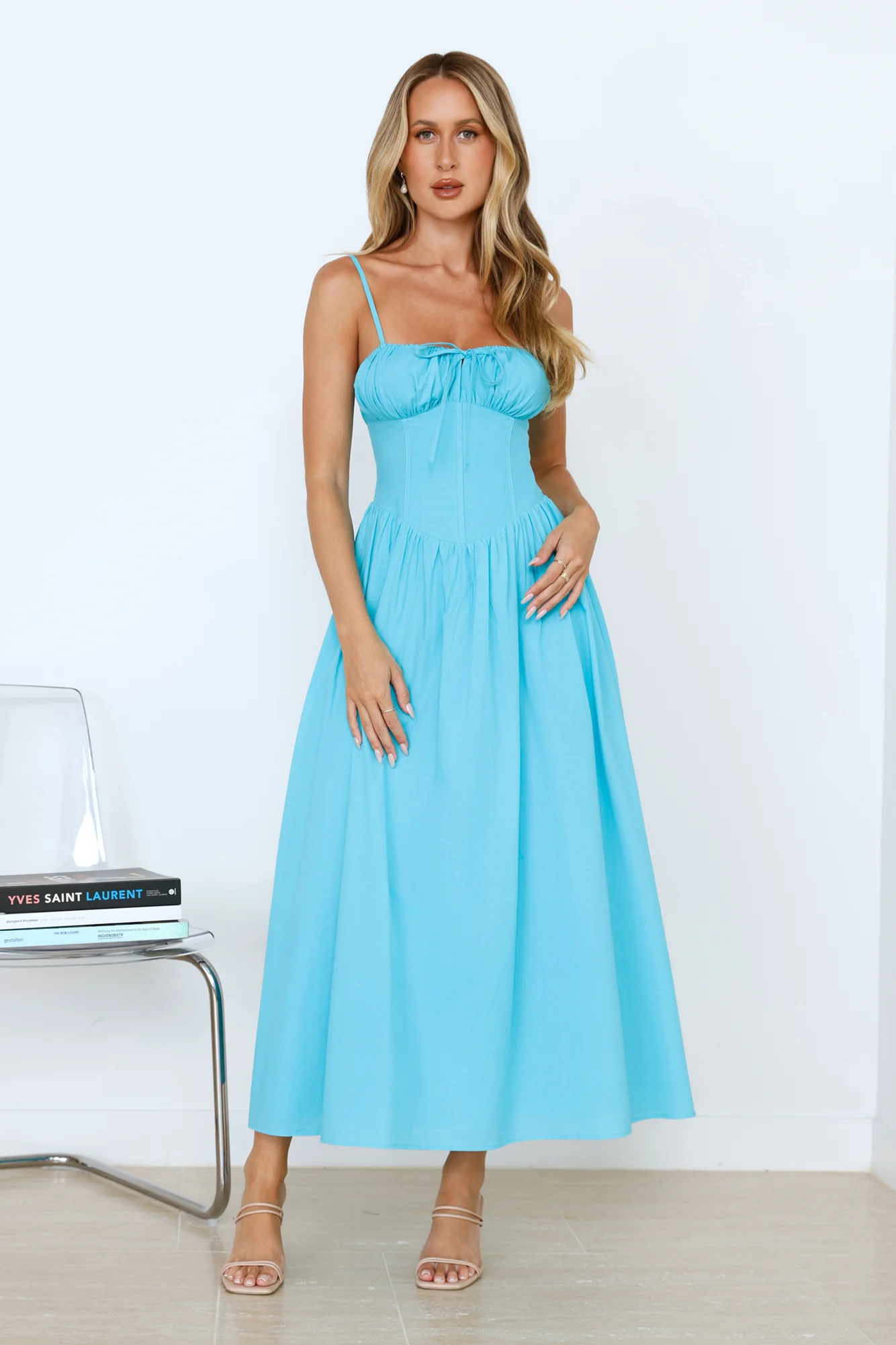 Whimsical Woods Maxi Dress Aqua