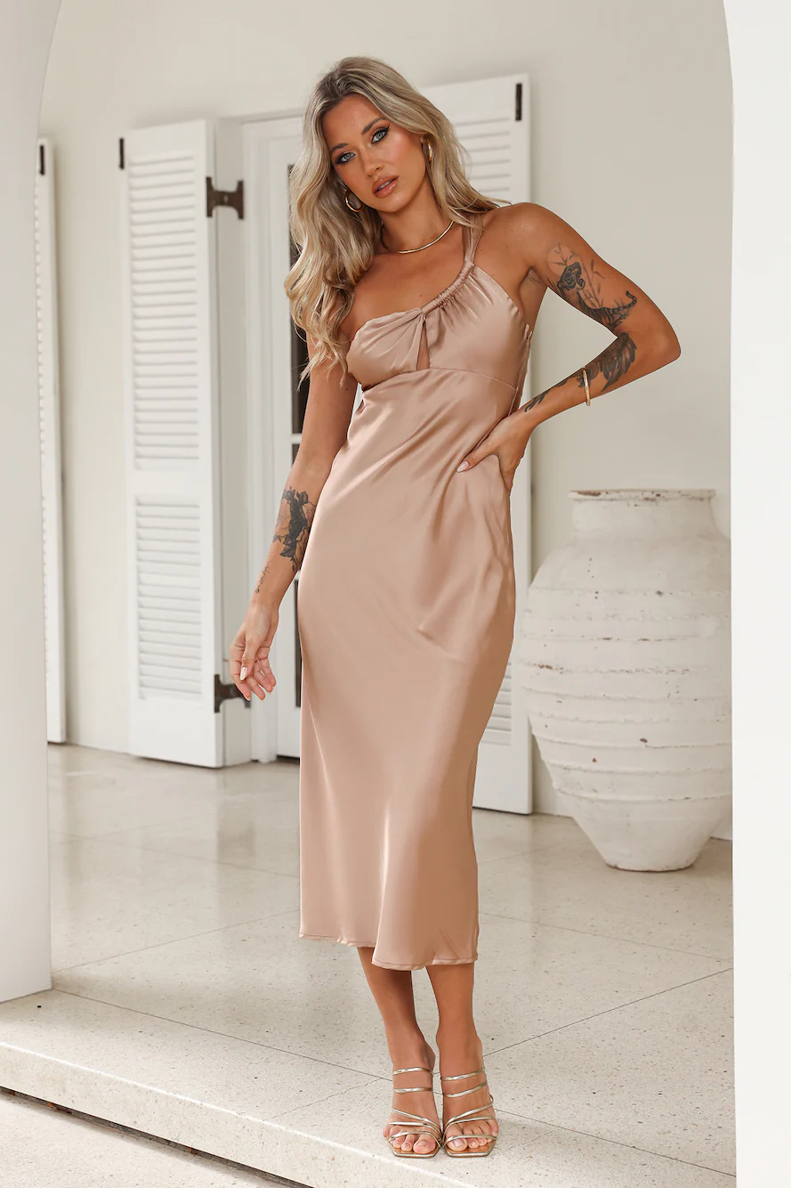 Your Truth Satin Maxi Dress Brown