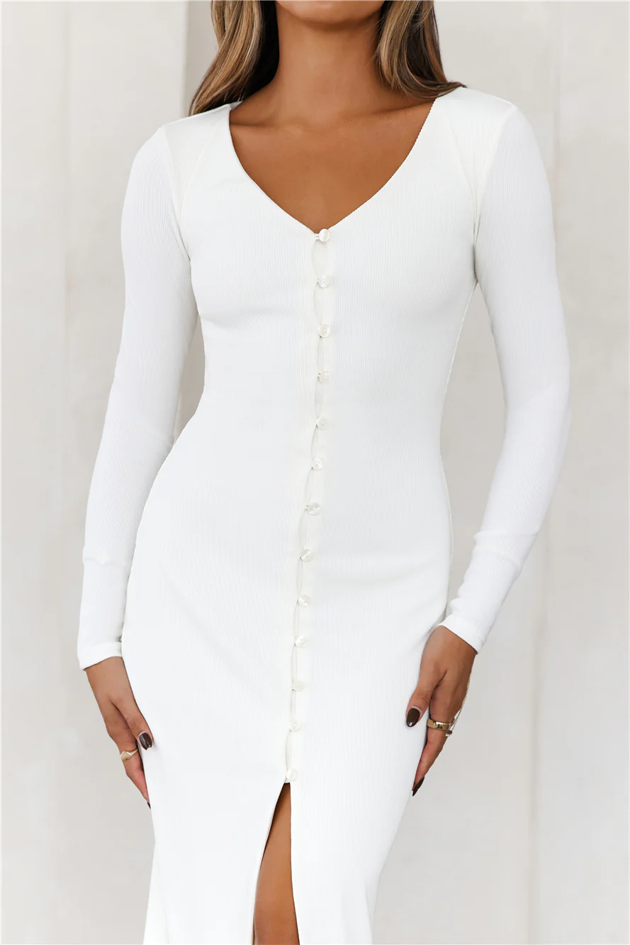 Your Style Guide Long Sleeve Maxi Dress White