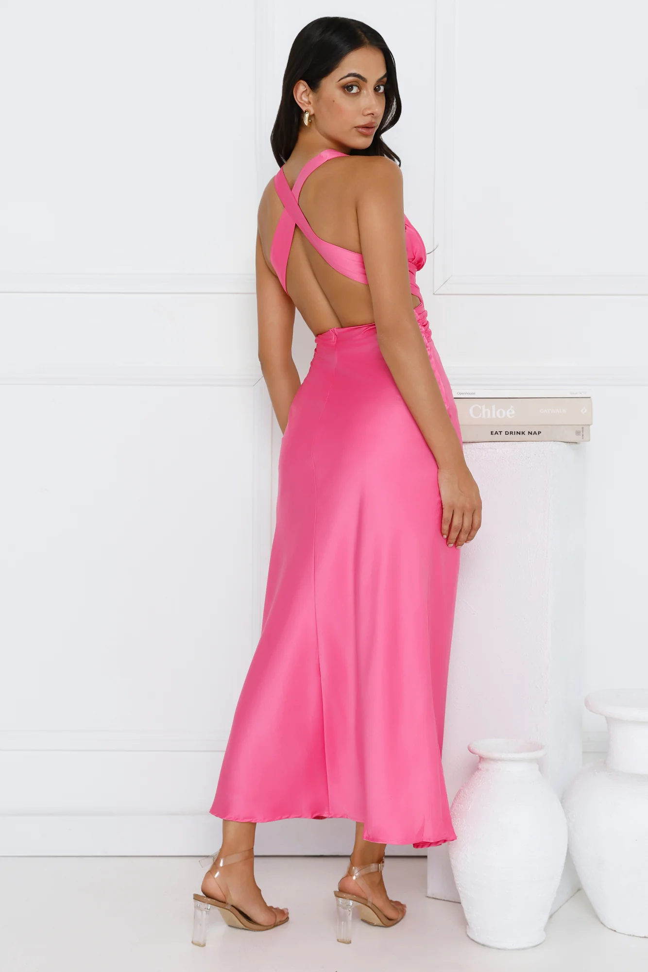 Dress Code Satin Maxi Dress Pink