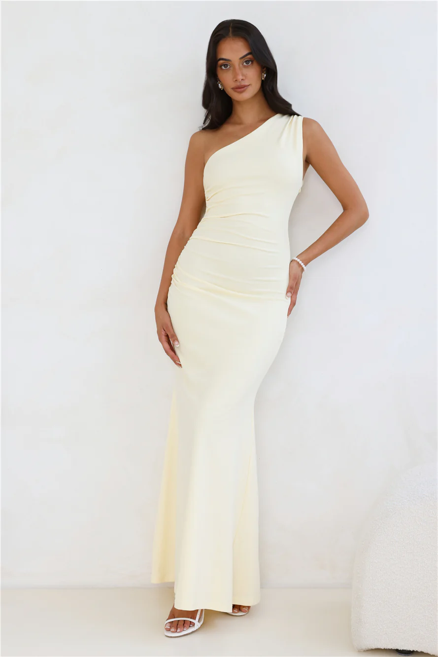 Marlowe One Shoulder Maxi Dress Yellow