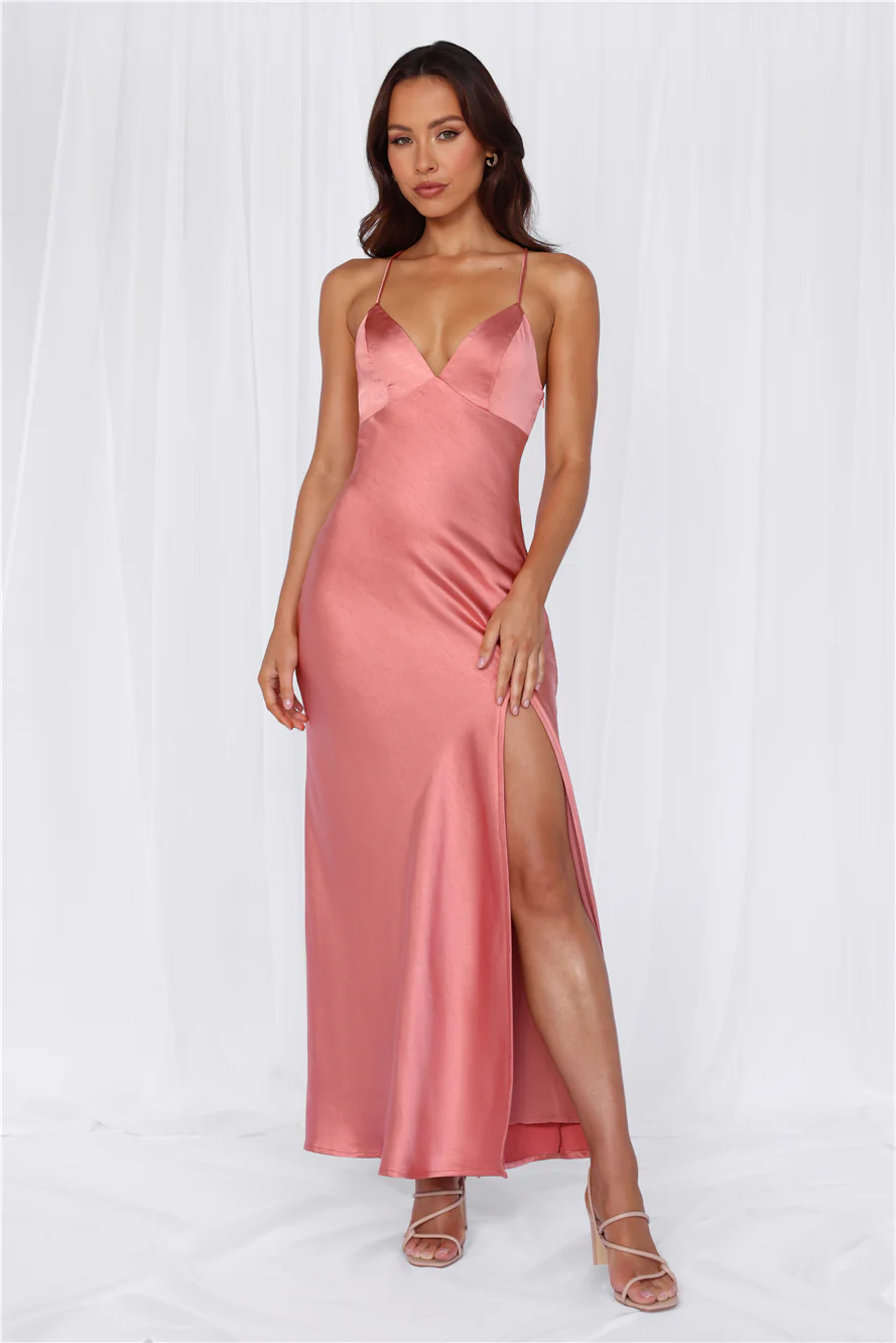 The Sophia Satin Maxi Dress Rose