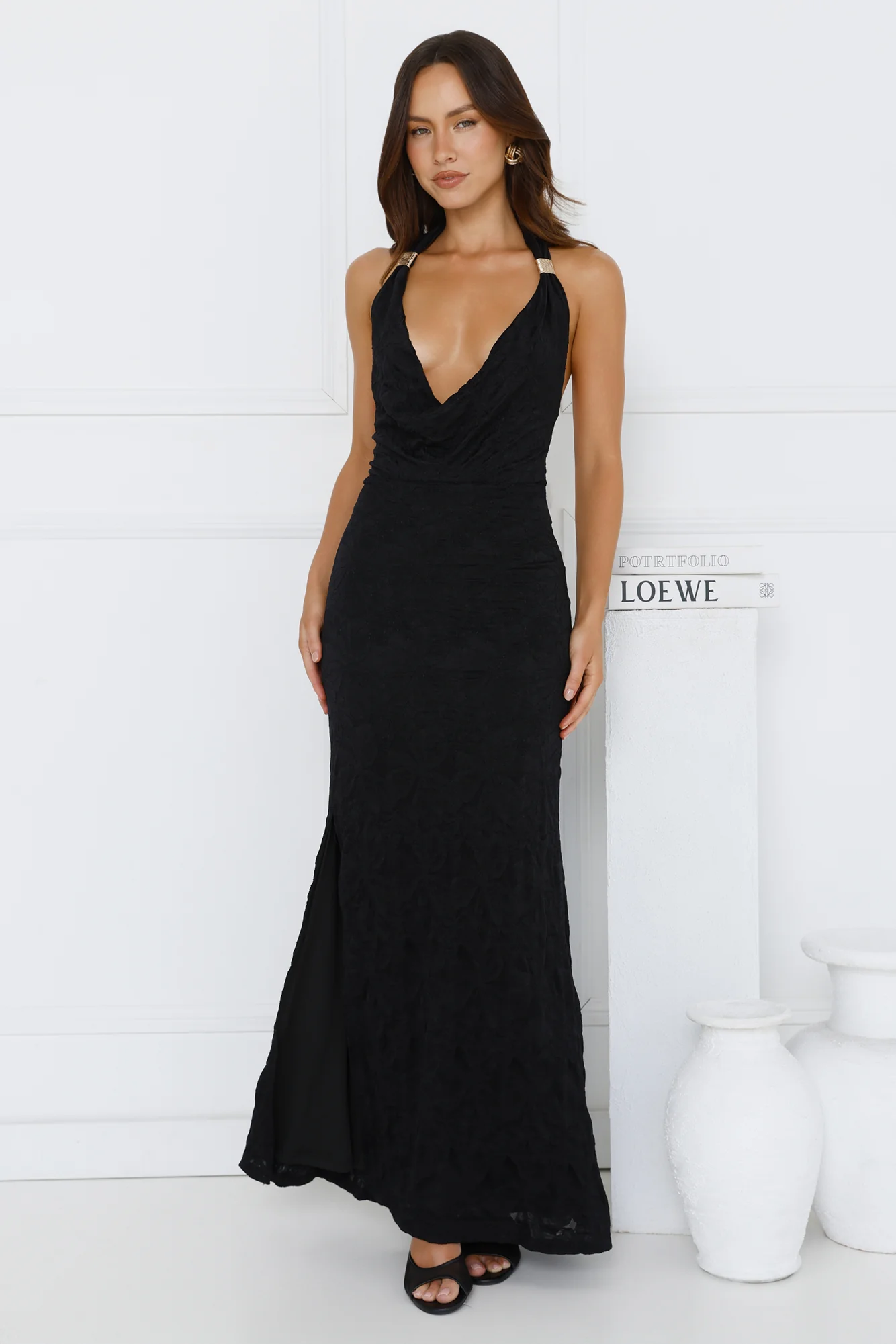 ��clat Affair Halter Maxi Dress Black