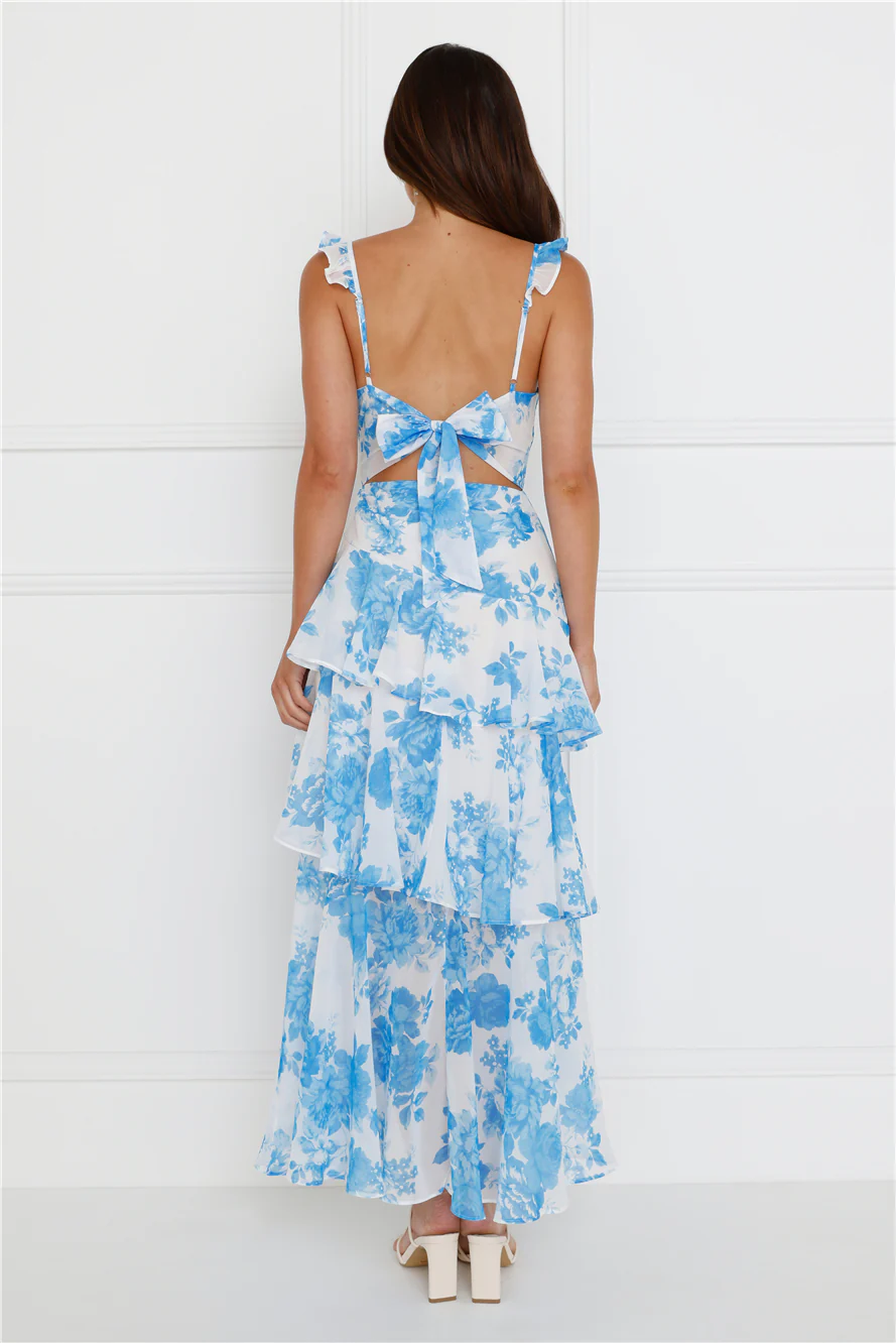 Petal Pathway Maxi Dress Blue