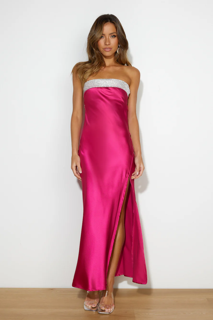 Luxe Only Satin Midi Dress Pink