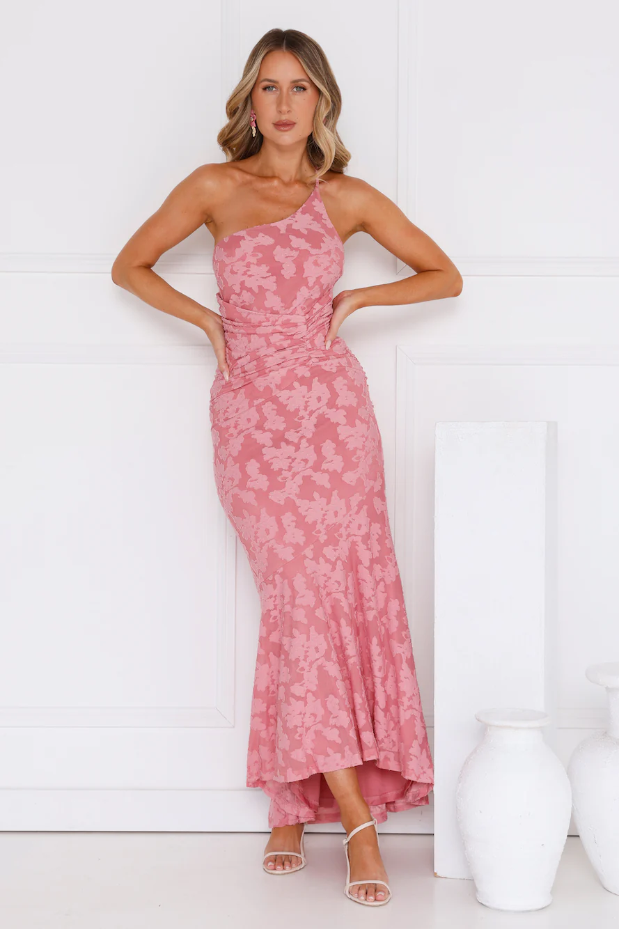 Someone Stylish One Shoulder Mesh Maxi Dress Plum