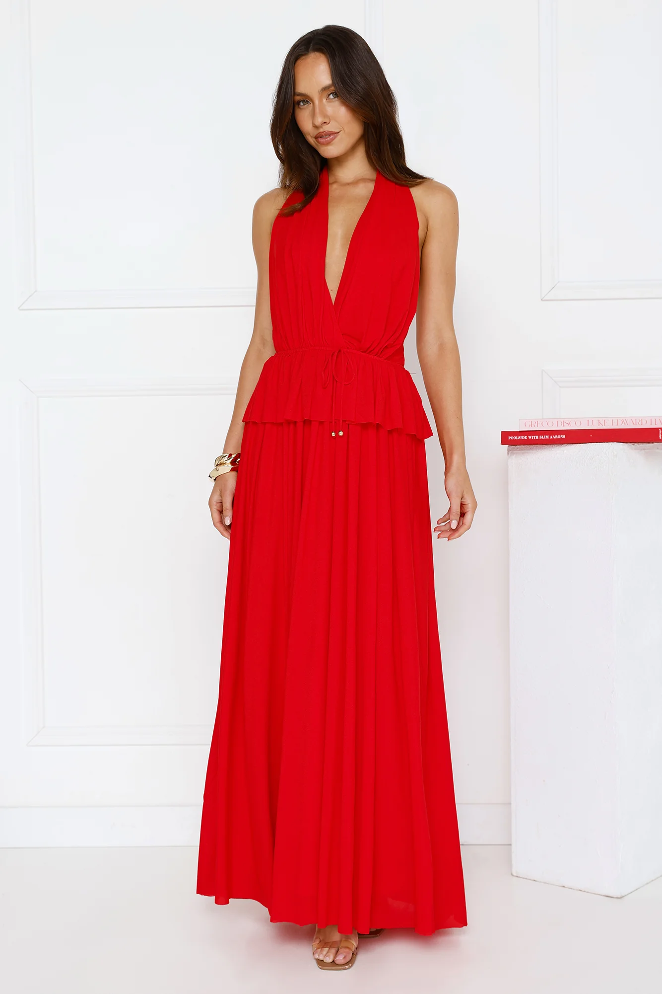 Love From Rosalie Halter Maxi Dress Red
