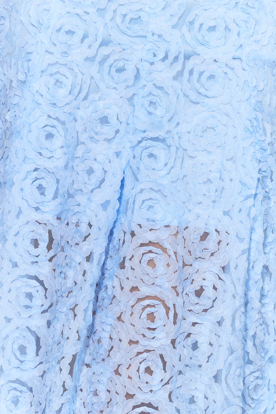 In Full Bloom Mesh Midi Dress Blue