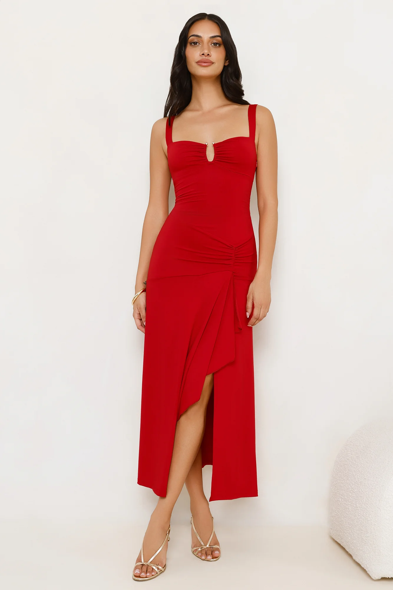Velvet Kiss Midi Dress Red