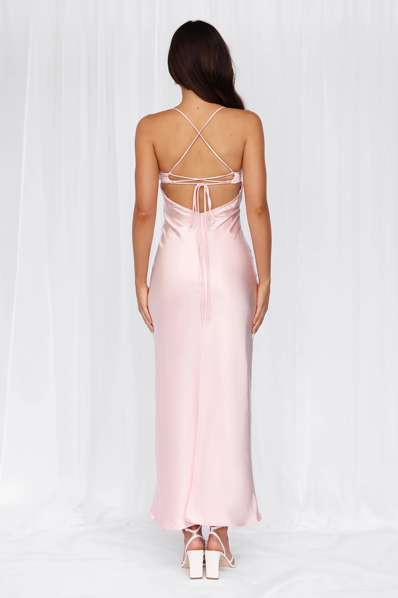 HELLO MOLLY The Samara Satin Maxi Dress Pink