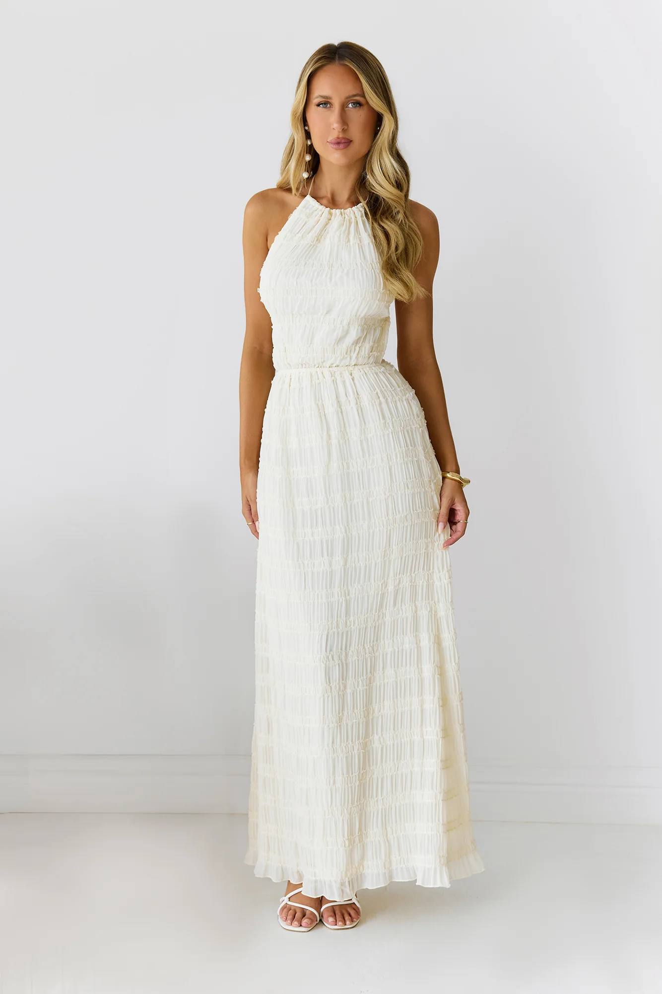 Sultry Samba Halter Maxi Dress Cream