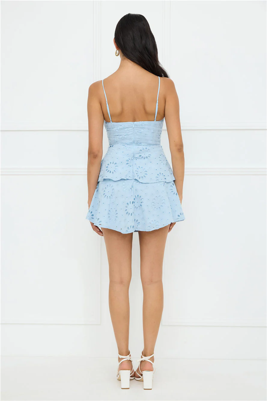 Morningside Embroidered Mini Dress Blue