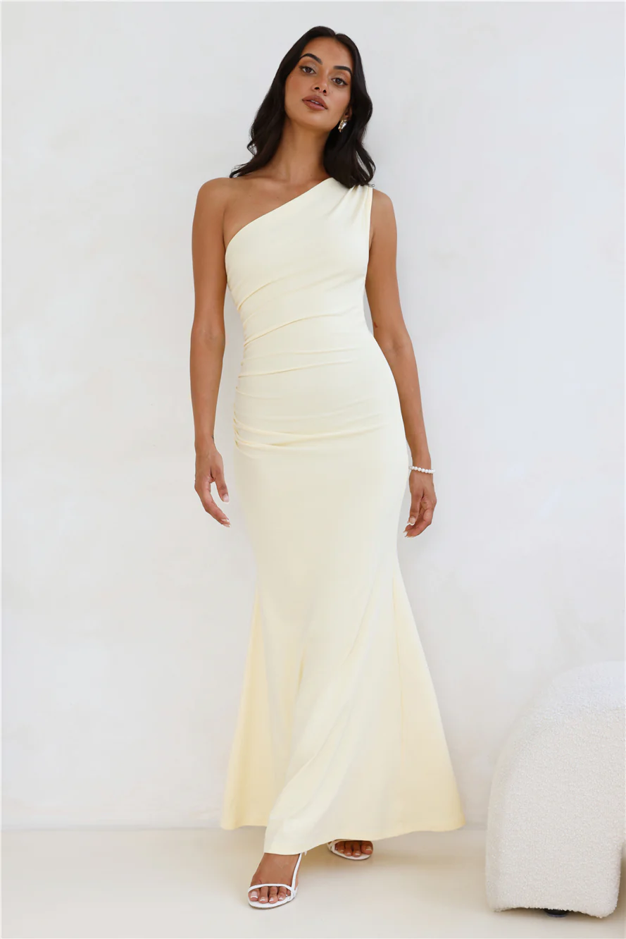Marlowe One Shoulder Maxi Dress Yellow
