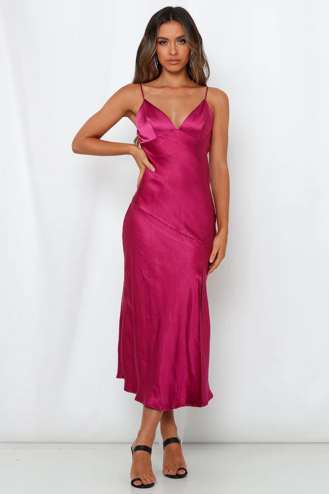 Asking For A Friend Midi Dress Fuchsia