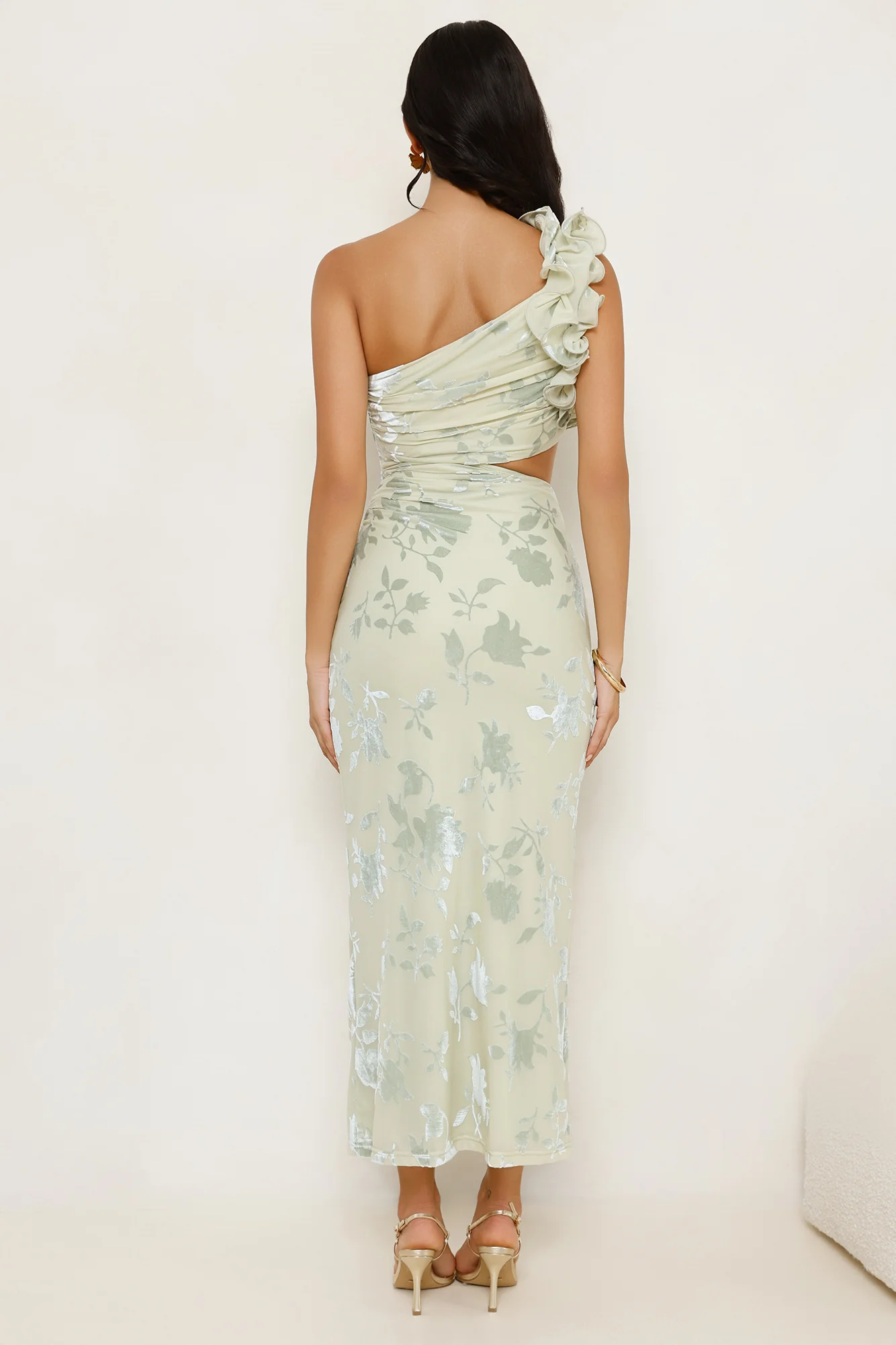 Real Life Doll One Shoulder Maxi Dress Sage
