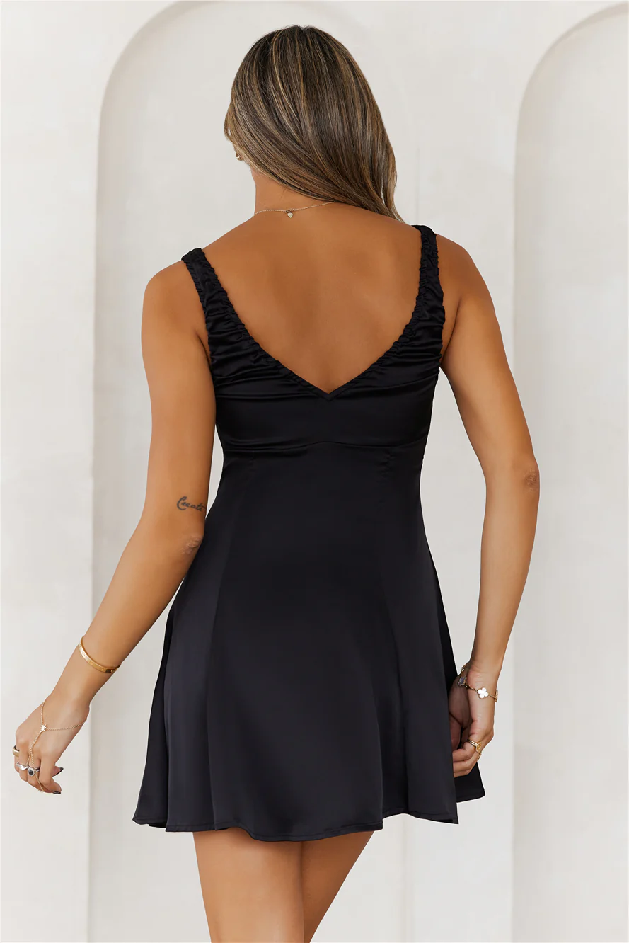 HELLO MOLLY Impeccable Style Satin Mini Dress Black