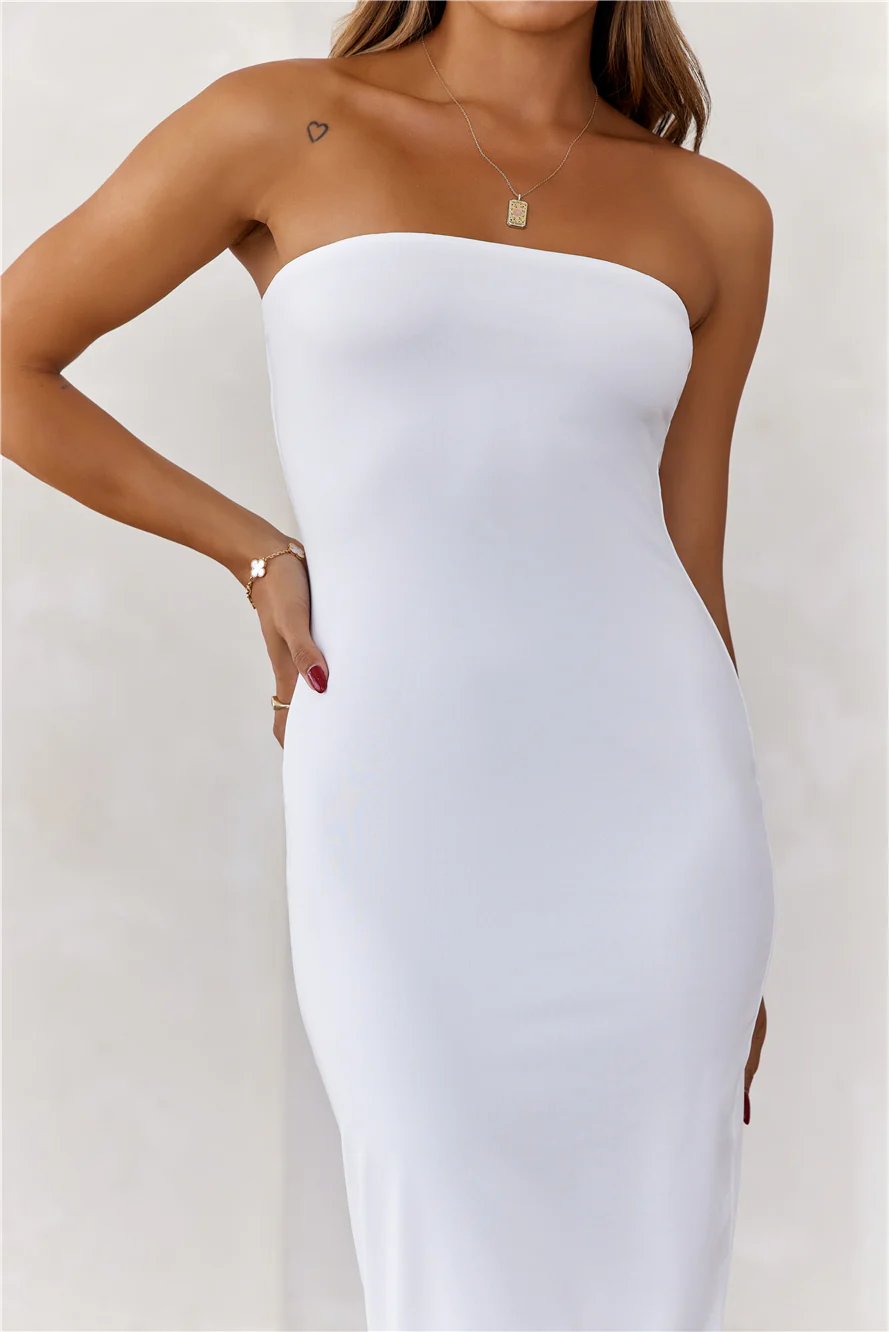 BASE  Ultimate Strapless Bodycon Midi Dress White