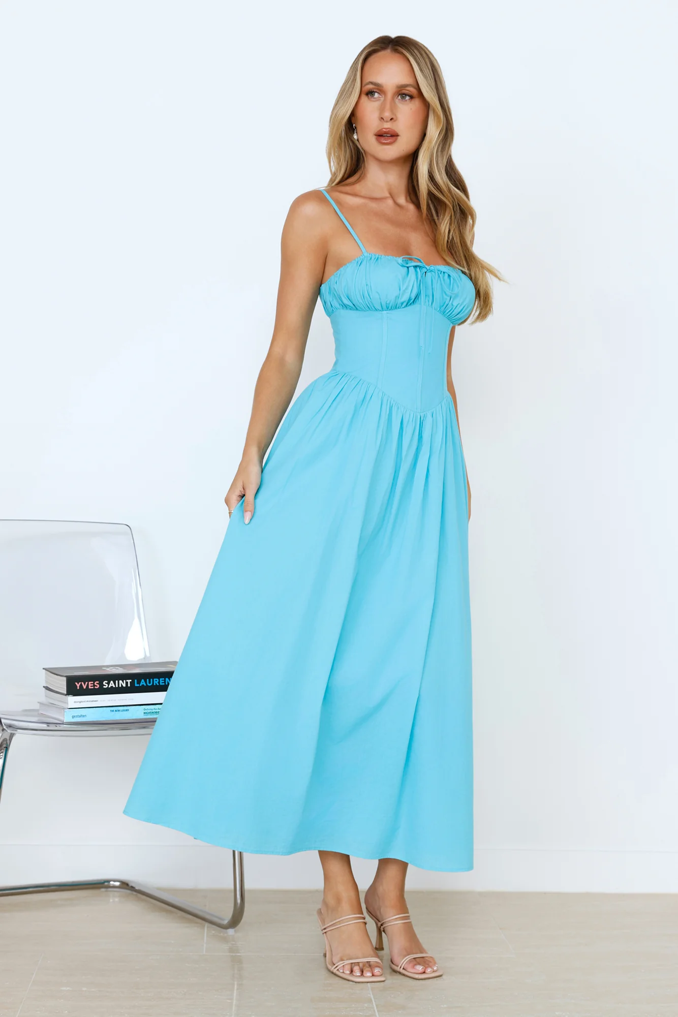 Whimsical Woods Maxi Dress Aqua