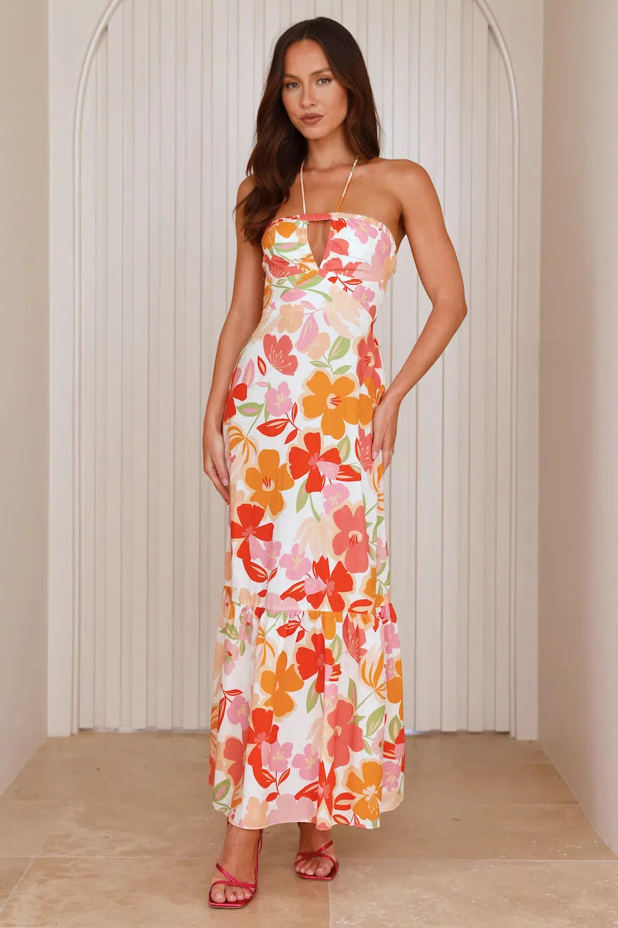 Surfside Escape Halter Maxi Dress Orange