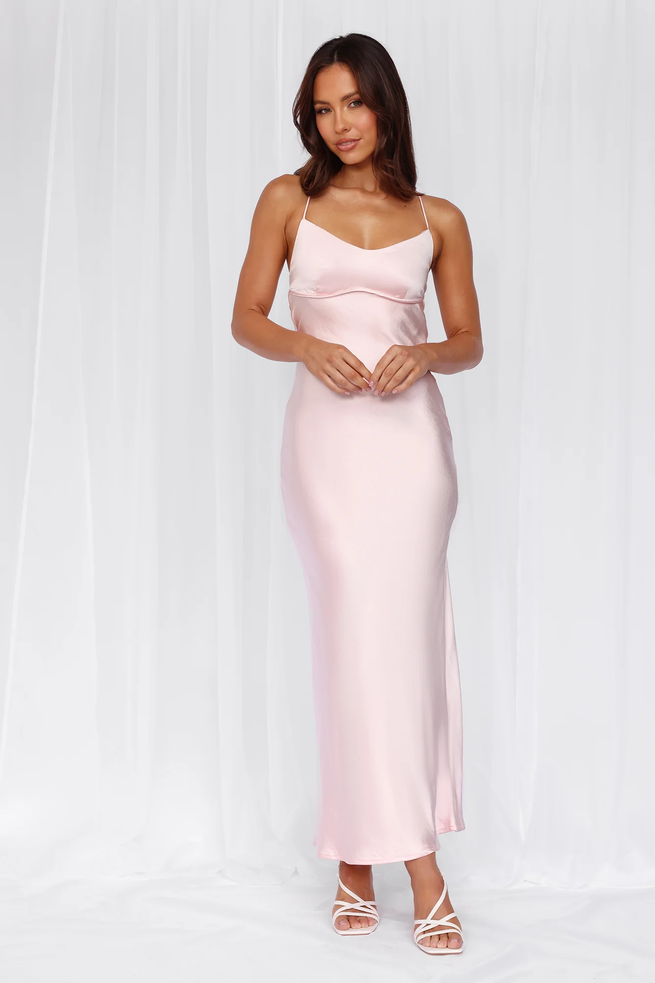 HELLO MOLLY The Samara Satin Maxi Dress Pink